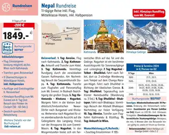 Lidl Reisen Nepal Rundreise   11 Tage Angebot