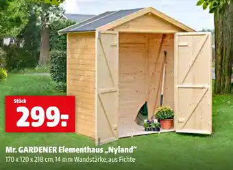 Der Grissemann Mr. GARDENER Elementhaus ,,Nyland" 170 x 120 x 218 cm, 14 mm Angebot