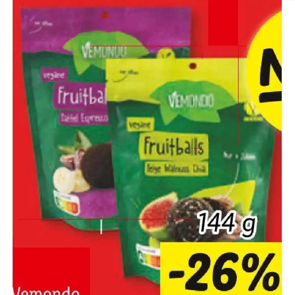 Vemondo Vegane Fruitballs verschiedene Sorten Lidl 144 Gramm 1 Packung Angebot bei Lidl
