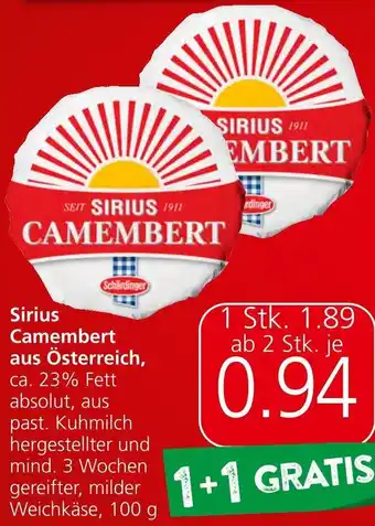 Spar Sirius Camembert aus Österreich Angebot