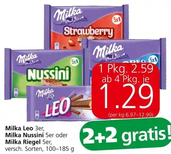 Spar Milka Leo 3er, Milka Nussini 5er oder Milka Riegel 5er Angebot