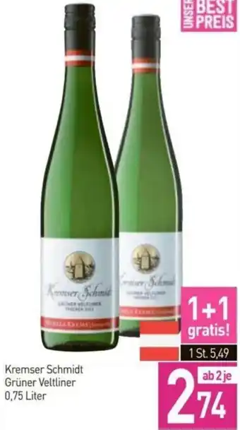Sutterlüty Kremser Schmidt Grüner Veltliner 0,75 Liter Angebot