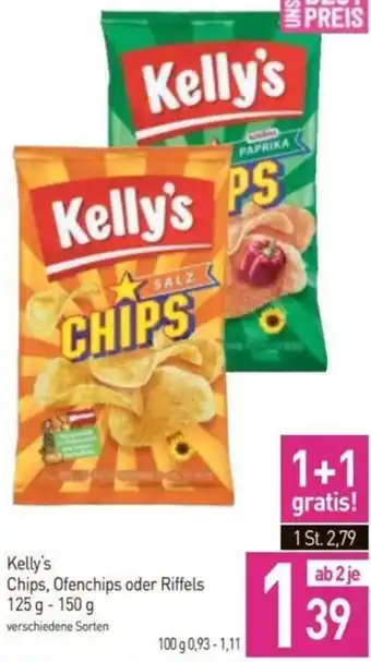 Sutterlüty Kelly's Chips, Ofenchips oder Riffels 125 g - 150 g Angebot