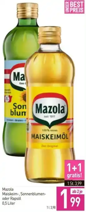Sutterlüty Mazola Maiskeim-, Sonnenblumen-oder Rapsöl 0,5 Liter Angebot