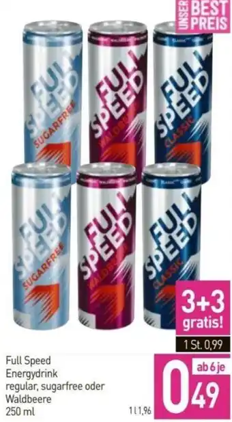 Sutterlüty Full Speed Energydrink regular, sugarfree oder Waldbeere 250 ml Angebot