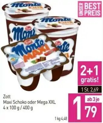 Sutterlüty Zott Maxi Schoko oder Mega XXL 4 x 100 g/400 g Angebot