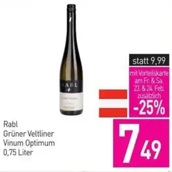 Sutterlüty Rabl Grüner Veltliner Vinum Optimum 0.75 Liter Angebot