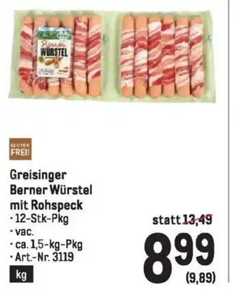 Metro Greisinger Berner Würstel mit Rohspeck 1.5kg Angebot