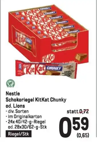Metro Nestle Schokoriegel KitKat Chunky od. Lions Angebot
