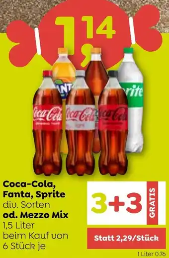 ADEG Coca-Cola, Fanta, Sprite div. Sorten od. Mezzo Mix 1.5 Liter Angebot