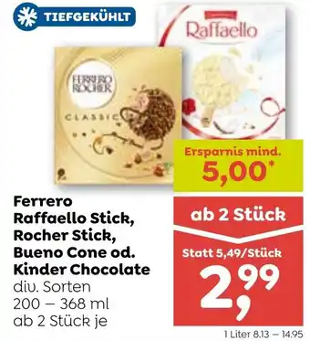 ADEG Ferrero Raffaello Stick, Rocher Stick, Bueno Cone od. Kinder Chocolate 200-368ml Angebot