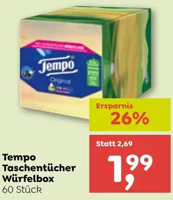 ADEG Tempo Taschentücher Würfelbox 60 Stück Angebot