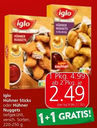 Strasser Markt Iglo Hühner Sticks oder Hühner Nuggets 220-250g Angebot