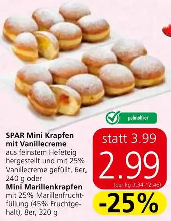 Strasser Markt SPAR Mini Krapfen mit Vanillecreme 6er, 240 g oder Mini Marillenkrapfen 8er, 320 g Angebot
