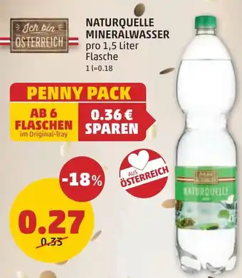 PENNY NATURQUELLE MINERALWASSER pro 1,5 Liter Flasche Angebot