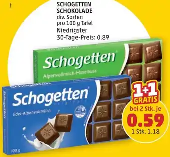 PENNY SCHOGETTEN SCHOKOLADE 100g Angebot
