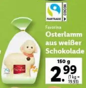 Lidl Favorina Osterlamm aus weißer Schokolade 150g Angebot