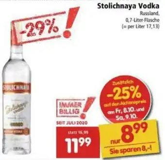 Interspar Stolichnaya Vodka 0,75 Liter Angebot