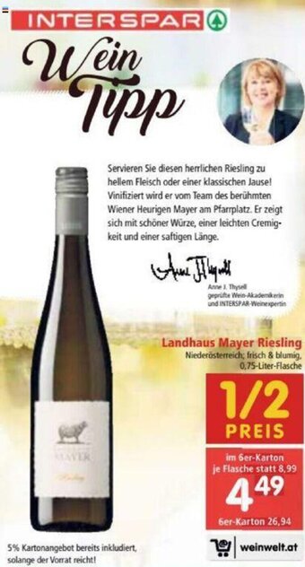 Interspar Landhaus Mayer Riesling Angebot