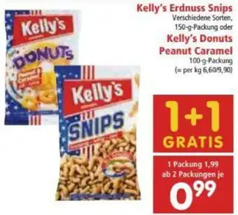 Interspar Kelly's Erdnuss Snips, Kelly's Donuts Peanut Caramel Angebot