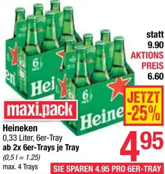 Maximarkt Heineken 0,33 Liter, 6er-Tray Angebot