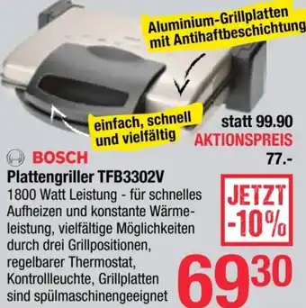 Maximarkt BOSCH Plattengriller TFB3302V 1800 Watt Angebot