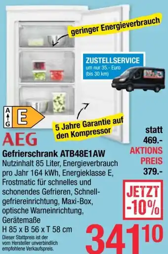 Maximarkt AEG Gefrierschrank ATB48E1AW Angebot