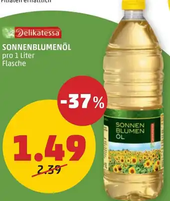 PENNY Delikatessa SONNENBLUMENÖL pro 1 Liter Flasche Angebot