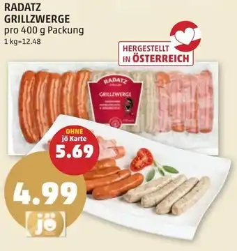 PENNY RADATZ GRILLZWERGE pro 400 g Packung Angebot