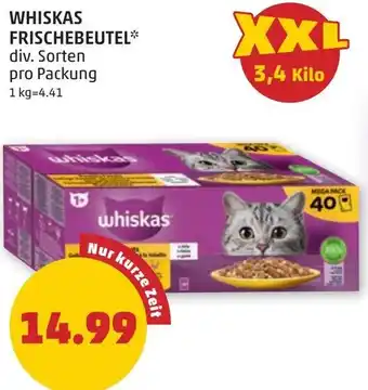 PENNY WHISKAS FRISCHEBEUTEL* div. Sorten pro Packung Angebot