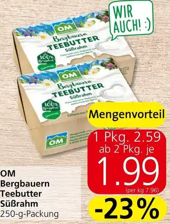 Spar OM Bergbauern Teebutter Süßrahm 250-g-Packung Angebot