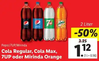 Lidl Cola Regular, Cola Max, 7UP oder Mirinda Orange Angebot