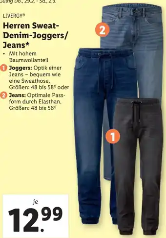 Lidl Herren Sweat-Denim-Joggers/ Jeans Angebot