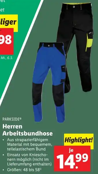 Lidl Herren Arbeitsbundhose Angebot