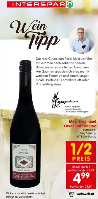 Interspar Mayr Ferdinand Cuveé Rot Reserve Angebot