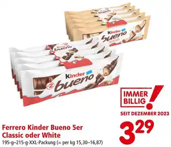 Interspar Ferrero Kinder Bueno 5er Classic oder White Angebot