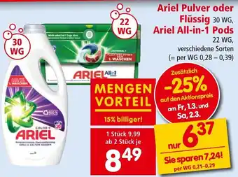 Interspar Ariel Pulver oder Flüssig 30 WG Angebot