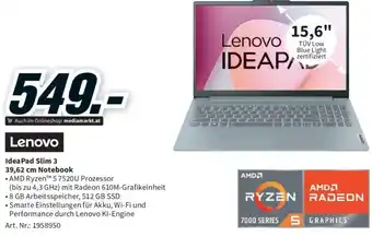 Media Markt IdeaPad Slim 3 39,62 cm Notebook Angebot