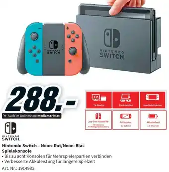 Media Markt Nintendo Switch - Neon-Rot/Neon-Blau Spielekonsole Angebot