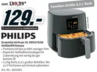 Media Markt Essential Airfryer XL HD9270/60 Heißluftfritteuse Angebot