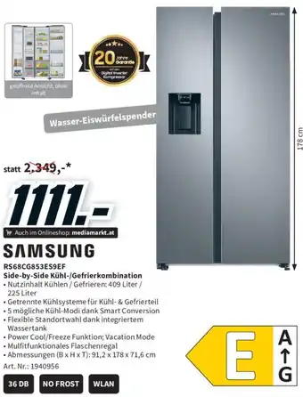 Media Markt Side-by-Side Kühl-/Gefrierkombination Angebot