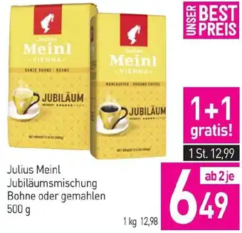Sutterlüty Julius Meinl Jubiläumsmischung Bohne oder gemahlen 500 g Angebot