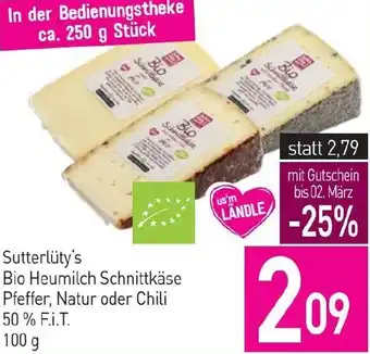 Sutterlüty Sutterlüty's Bio Heumilch Schnittkäse Pfeffer Angebot
