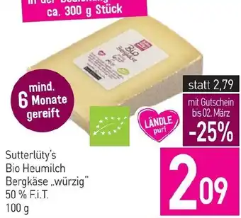 Sutterlüty Sutterlüty's Bio Heumilch Bergkäse würzig Angebot