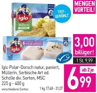 Sutterlüty Iglo Polar-Dorsch natur, paniert, Müllerin, Serbische Art od. Scholle div. Sorten, MSC 225g-400g Angebot