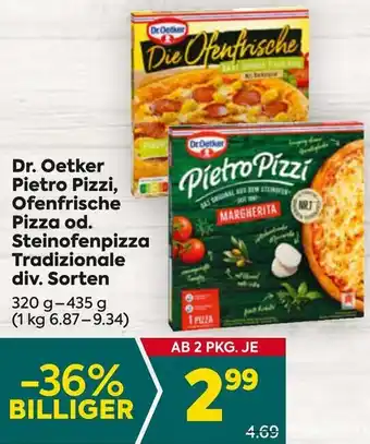 Billa Dr. Oetker Pietro Pizzi, Ofenfrische Pizza od. Steinofenpizza Tradizionale Angebot