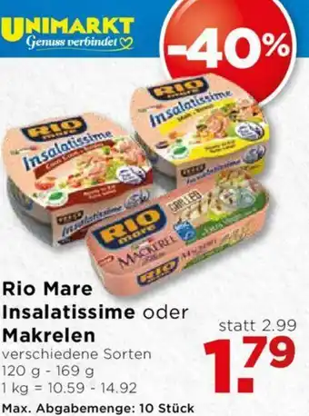 Unimarkt Rio Mare Insalatissime Oder Makrelen 120-169g Angebot