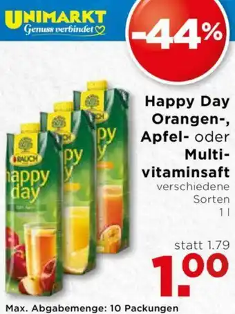 Unimarkt Happy Day Orangen,Apfel Oder Multi-Vitaminsaft Angebot