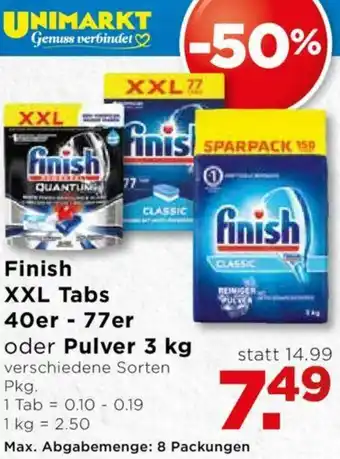 Unimarkt Finish XXL Tabs 40er-77er Oder Pulver 3kg Angebot