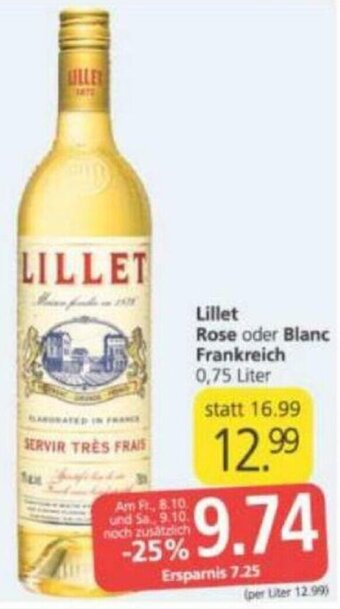 Spar Lillet Rose Oder Blanc Frankreich 0,75 Liter Angebot